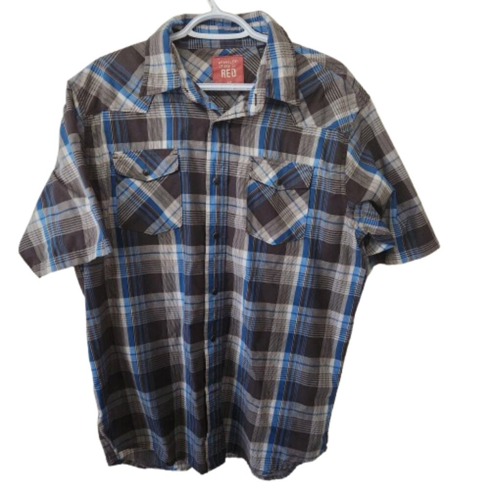 Wrangler Western Plaid Snap Shirt - Black Snaps - Size L